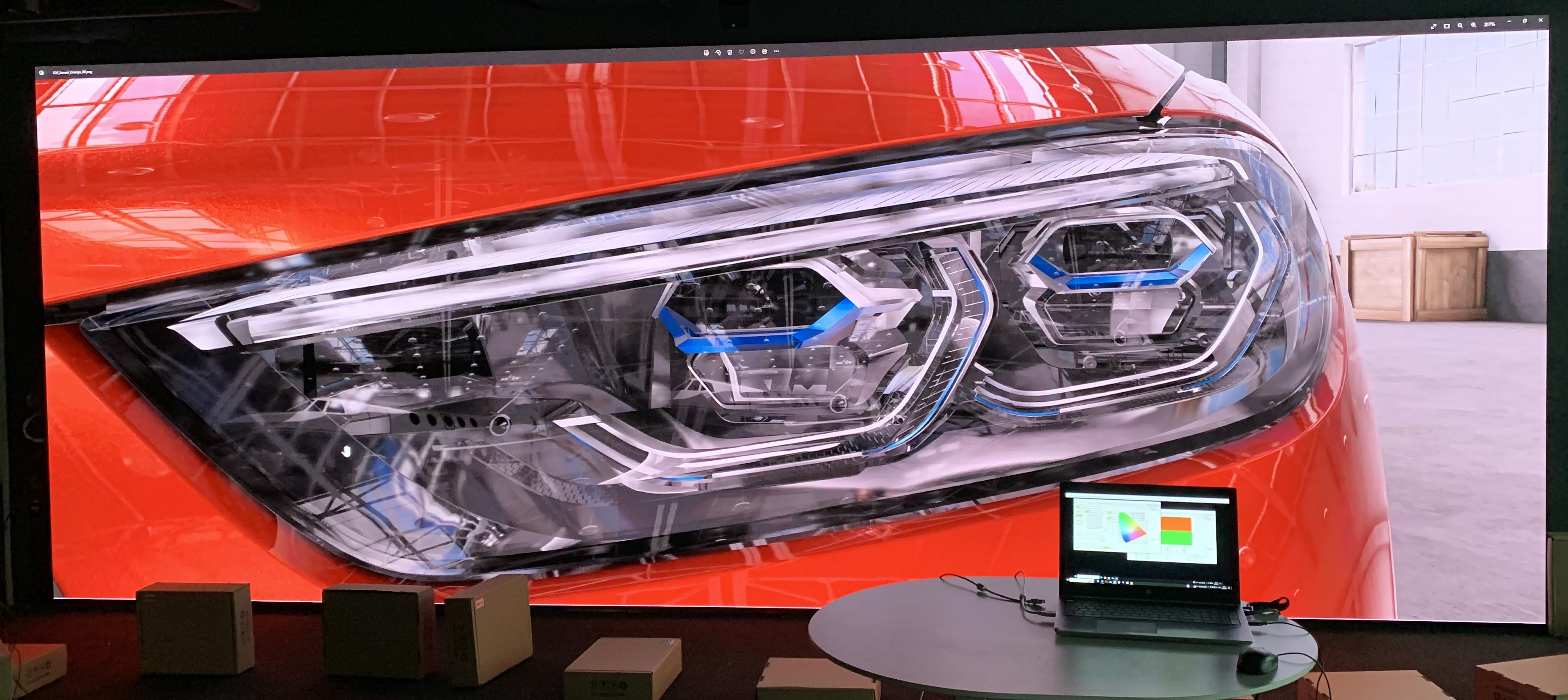dvLED wall in an automotive design studio by TRUE Performance