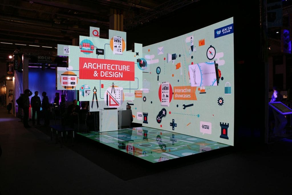 EKTA Vision exhibition stand combining a dvLED wall with a dvLED floor